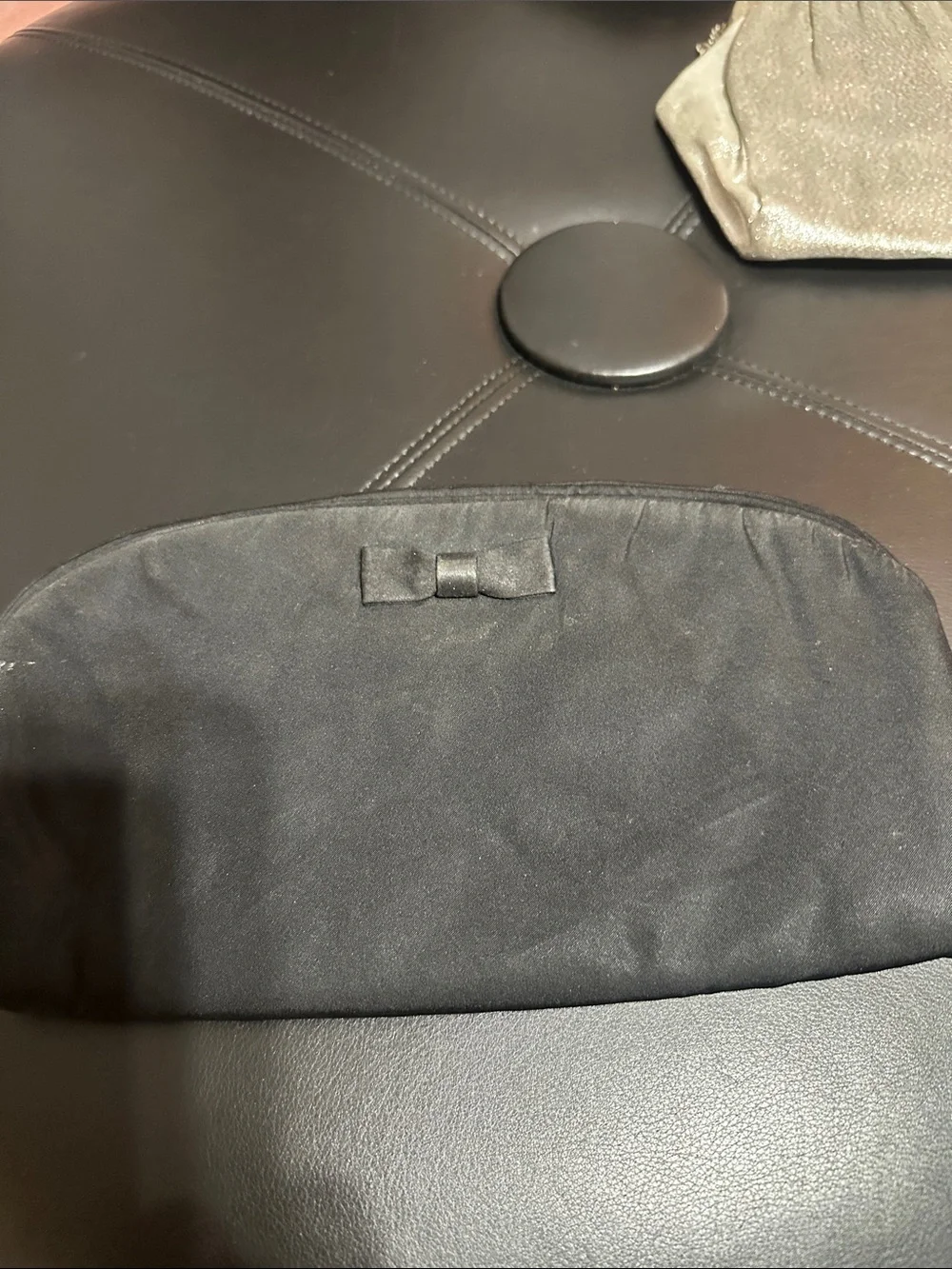 Black Satin Clutch with Decorative Bow